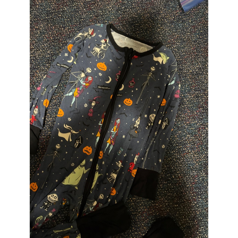 Disney Nightmare Before Christmas Bamboo Zip Footed Pajamas Toddler 2T Blue